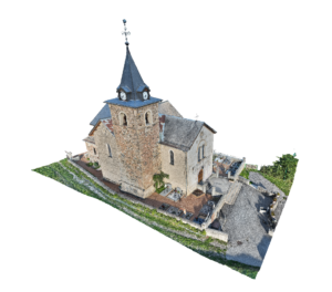Modèle 3D texturé de l'église de Villarembert réalisé par photogrammétrie par drone